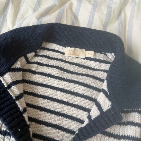 Faherty Navy and White Striped Long Sleeve Tee - Picture 2 of 4